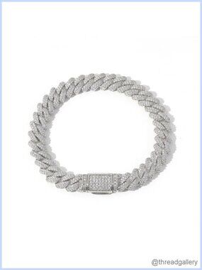 14K Gold Plated Cuban Link Bracelet Set 8mm 5A Zircon Hip Hop Jewelry